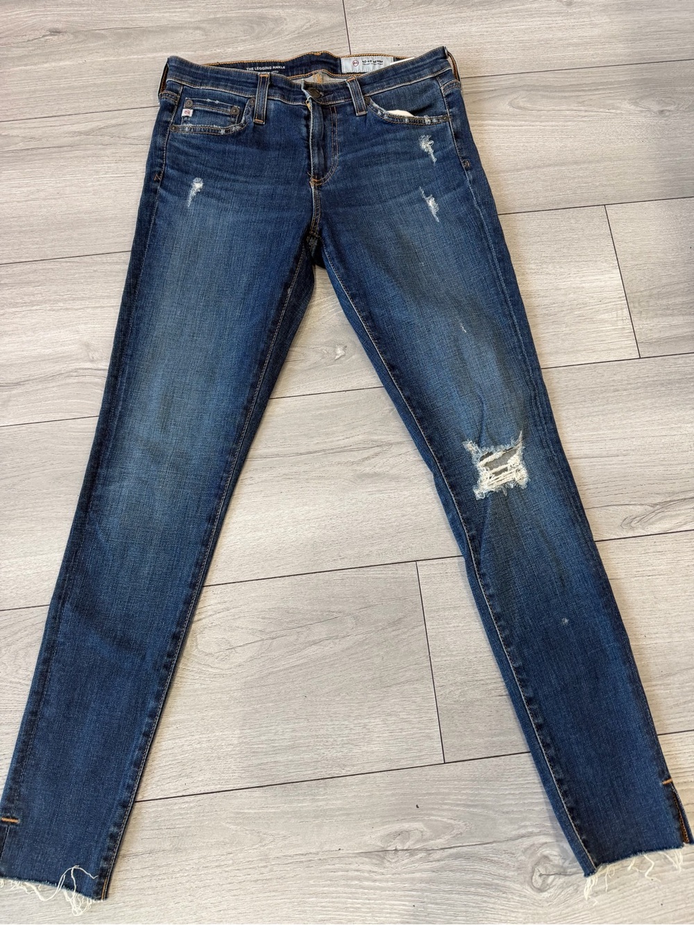 Ag Adriano Goldschmied Women's Skinny Jeans - Dark Blue Distressed